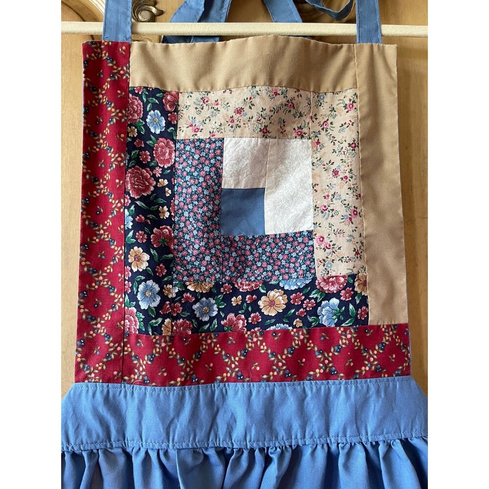 Upcycled Handcrafted Blue Full Body Adult Apron With Pockets